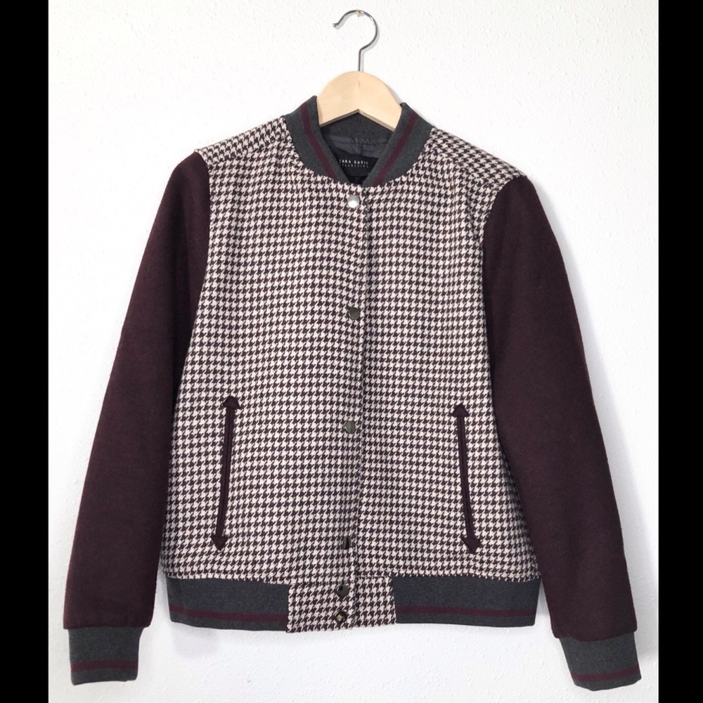 Zara Burgundy Herringbone Jacket SZS